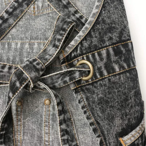 Miniatura 8 de Jeanerlor - Delantales de trabajo de mezclilla con bolsillos para mujeres y hombres, correas cruzadas y ajustables de S a XXXL, Negro
