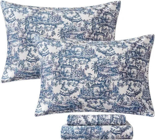 Miniatura 17 de FADFAY Juego de sábanas de rosas blancas, ropa de cama vintage floral de rosas, ropa de cama estilo rústico, 100% algodón egipcio percal, 800 hilos