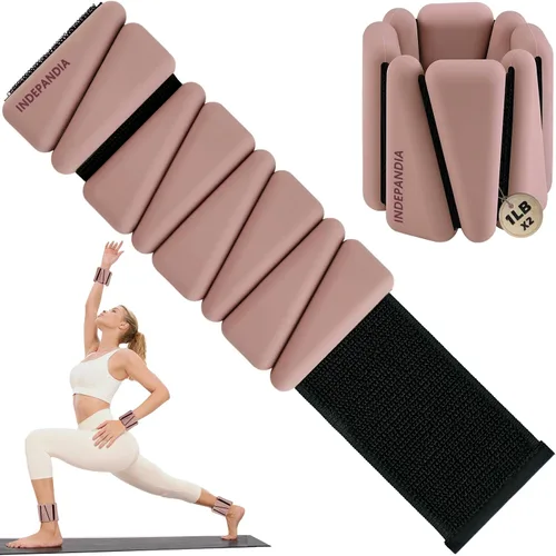 Miniatura 19 de Pesas de muñeca y tobillo para mujeres y hombres, brazaletes con peso ajustables de 2 libras/4 libras para aumentar la quema de calorías y la Beige