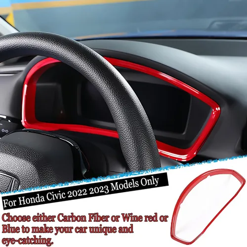 Miniatura 3 de MUXEE Tablero de instrumentos Civic de 11ª generación para tablero de instrumentos, marco, cubierta de marco para Honda Civic 2022, 2023, 2024, Rojo