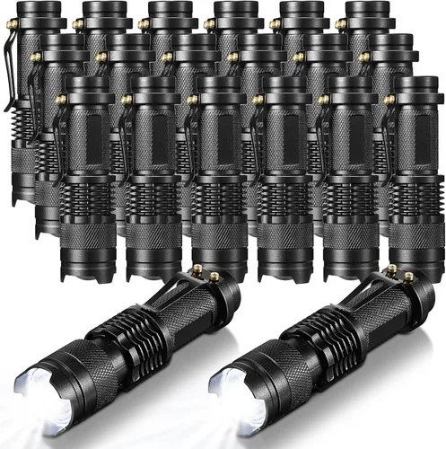 Miniatura 10 de Fumete 20 Piezas Linterna LED Mini 3 Modos Antorcha Táctica Pequeña Resistente al Agua Linterna de Bolsillo con Enfoque Ajustable Linterna Tipo