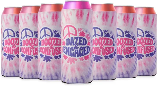 Miniatura 10 de Aturdido & Comprometido despedida de soltera Coozies Skinny Can Incluye Bride Coozie y Slim Bachelorette Coozies para fiesta de los 70