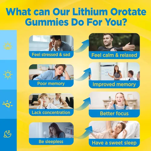 Miniatura 6 de Gomitas de orotato de litio de 5 mg, suplementos de litio de baja dosis con magnesio y NAC para aliviar el estado de ánimo y el estrés, suaves