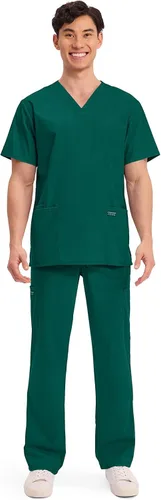 Miniatura 5 de Cherokee WW Professionals WW695 - Camisa de uniforme sanitario para hombre, con cuello en V