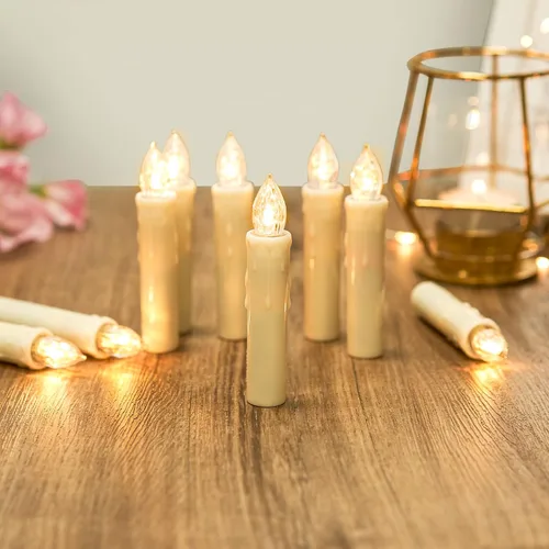 Miniatura 5 de Daord Vela parpadeante sin llama para ventana, luces LED para árbol de Navidad, color blanco cálido, funciona con pilas, velas cónicas eléctricas