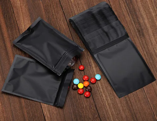 Miniatura 6 de 100 bolsas a prueba de olores de 4 x 6 pulgadas, bolsas resellables de Mylar de doble cara, color negro mate