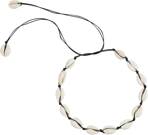 Miniatura 4 de SUNSCSC - Gargantilla hecha a mano para playa de verano, con conchas de terciopelo blanco, collar de concha ajustable