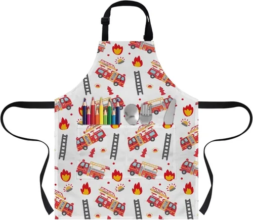 Miniatura 10 de Cozeyat Delantales de cocina para niños y niñas, delantales de pintura con bolsillos, delantales ligeros con correa ajustable