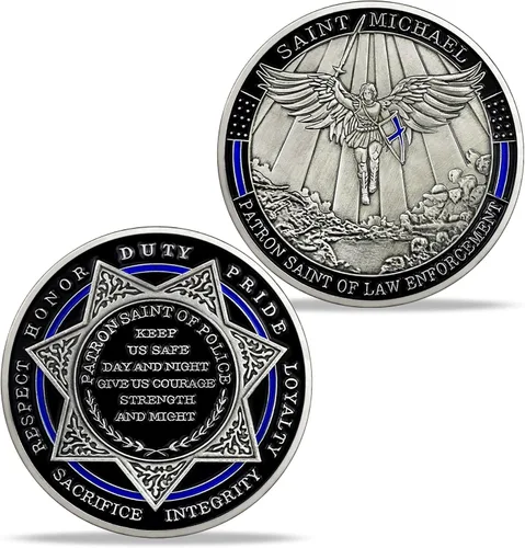 BHealthLife San Miguel Policía Oración Desafío Moneda Aplicación de la Ley Delgada Línea Azul Monedas Conmemorativas Regalo
