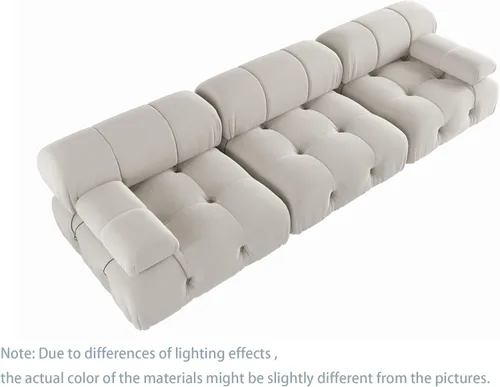 Miniatura 9 de JACH Sofá modular convertible de 104 pulgadas, sofás minimalistas de terciopelo de mediados de siglo, sofá ancho de 3 asientos moderno de lujo