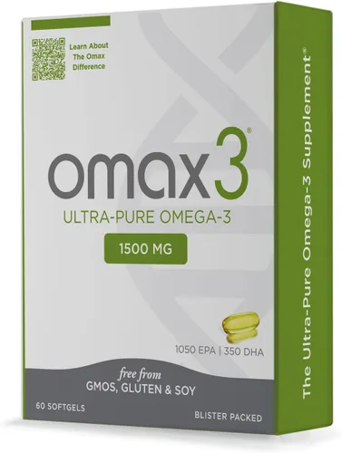 Omax3 Pastillas de aceite de pescado ultra puro Omega 3 1500 mg EPA DHA - Omega3 ácidos grasos suplementos para músculos y articulaciones, sin