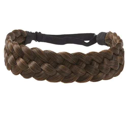 Diadema de pelo sintético de 5 hebras trenzadas, clásicas, gruesas, anchas, trenzadas, elásticas, multicolor, accesorios de belleza para el cabello