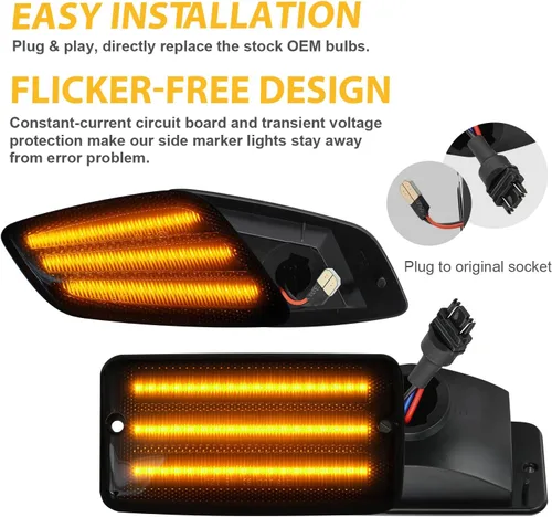 Miniatura 4 de Bestview Luz de Señal de Giro Delantera y Luz Marcadora Lateral LED Compatible con Jeep Wrangler TJ 1997-2006, Kit de Luz de Señal de Giro