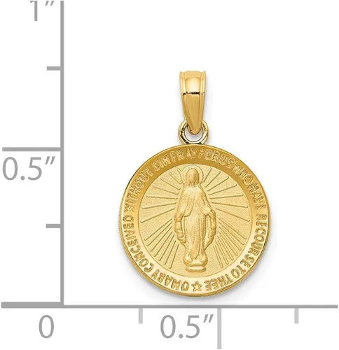 Miniatura 3 de Roy rosa joyas oro amarillo de 14K Medalla Milagrosa colgante de ancho