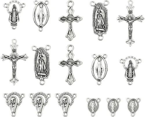 Miniatura 9 de LiQunSweet 100 piezas de 10 estilos antiguos de vida oceánica, dijes de peces de animales marinos para manualidades, collares, pulseras