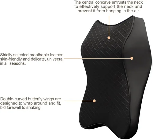 Miniatura 6 de Cojines para reposacabezas de asiento de automóvil, almohada ergonómica de espuma viscoelástica 3D para el cuello del auto con funda extraíble, Beige
