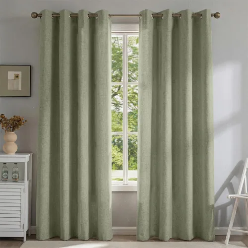 Miniatura 9 de Cortinas de lino libres de PFAS en negro de 63 pulgadas de largo, juego de 2 paneles, 100% cortinas opacas largas para dormitorio, sala de estar