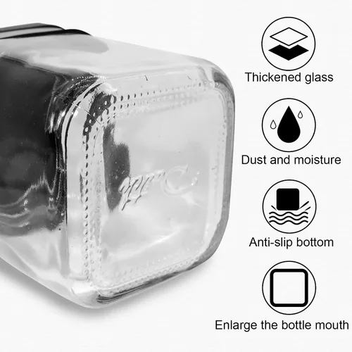 Miniatura 4 de V-Shine Contenedor de especias para condimentos con tapas y cucharas de acero inoxidable 304, recipientes de vidrio transparente para condimentos