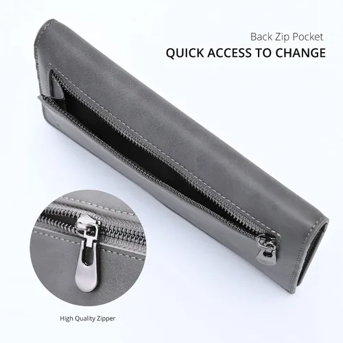 Miniatura 4 de Alldaily Billetera de cuero ultrafina para mujer con bloqueo RFID tarjetero de crédito plegable larga gris