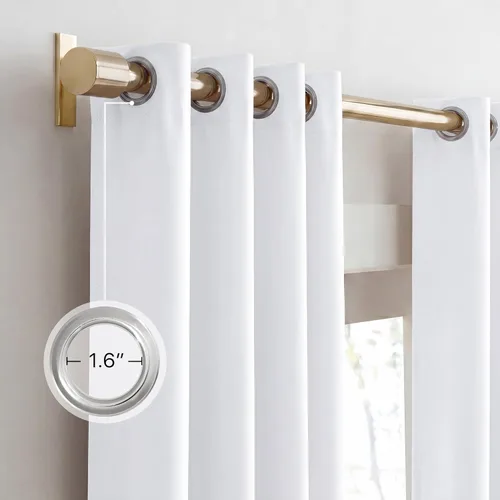 Miniatura 6 de NICETOWN Paneles de cortina de ventana 100 % opacos, cortinas de bloqueo de calor y luz completa con forro negro para guardería, cortinas con Blanco