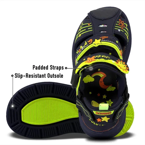 Miniatura 4 de Gold Pigeon Shoes Sandalias de atleta con puntera cerrada y cierre fácil para niños