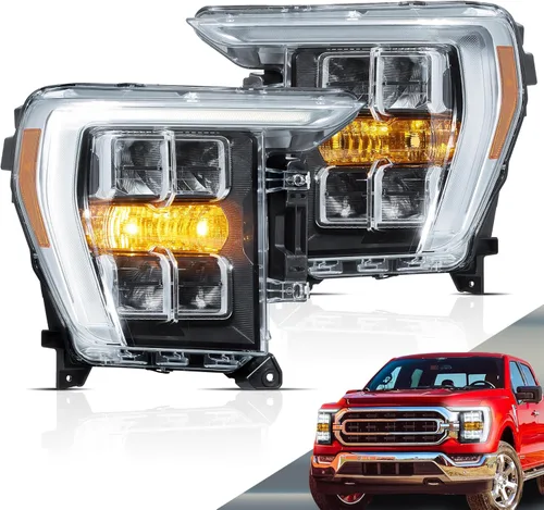 VLAND Faros delanteros LED compatibles con Ford F-150 2021-2023 XL, XLT, Lariat, Tremor, King Ranch, Platinum, lámpara frontal limitada con lado del