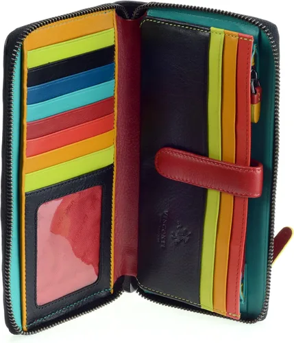 Miniatura 4 de Visconti STR5 - Cartera grande de cuero con bloqueo RFID seguro para mujer, con cremallera, color negro