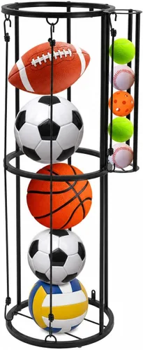 Estante de almacenamiento para pelotas de garaje, organizador vertical de pelotas deportivas con soporte para pelotas pequeñas, soporte para