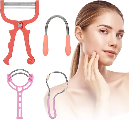 Ideal Swan Removedor de vello de primavera, paquete de 4 depiladoras de resorte de acero inoxidable, removedor de vello facial para mujeres, cara,