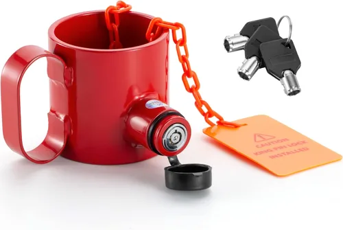 Miniatura 11 de BOYISEN Candado para perno de arrastre de acero sólido para quinta rueda a prueba de robos para vehículos recreativos, remolques contenedores y Negro