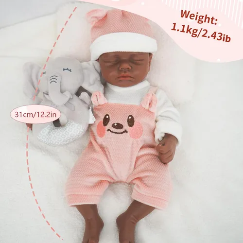 Miniatura 5 de Muñeca de bebé Reborn de 12 pulgadas, muñeca de cuerpo completo de silicona, muñecas de bebé Reborn de silicona de cuerpo completo, recién nacida