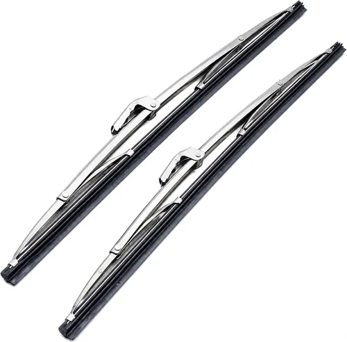 Par de limpiaparabrisas delantero de acero inoxidable pulido de 12 pulgadas, se adapta a muchos modelos clásicos de GM y Ford