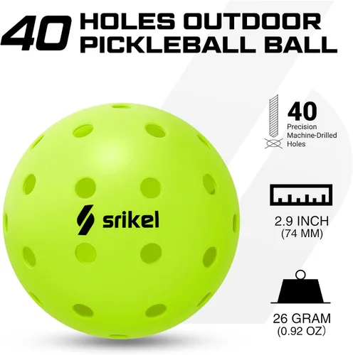 Miniatura 3 de Bolas de Pickleball Srikel para Exteriores - Bolas de Pickleball Aprobadas por USAPA, Diseño Roto-Moldeado Sin Costuras para Durabilidad, 4 Paquetes