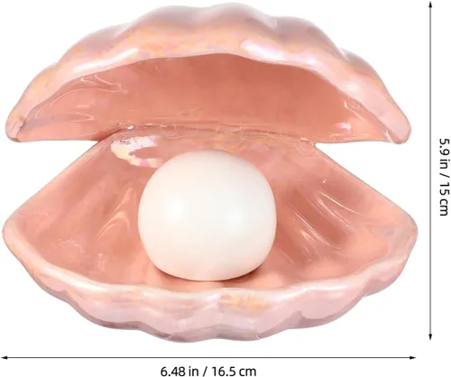 Miniatura 5 de DECHOUS Shell Pearl Night Light: LED cerámica rosa perla Shell luz escritorio mesita de noche lámpara de concha para dormitorio habitación de niños