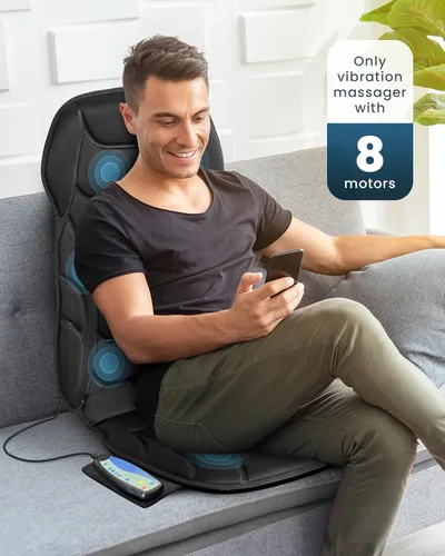 Miniatura 2 de COMFIER Masajeador de espalda con calor, cojín de asiento de masaje por vibración con 8 nodos de masaje y 5 modos, almohadilla de masaje ajustable