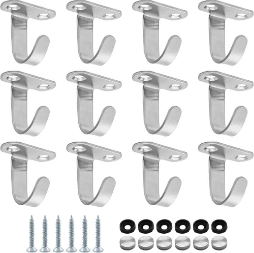 Miniatura 8 de 12 ganchos de techo de acero inoxidable para colocar debajo del estante para toallas, ganchos resistentes para cocina, armario, armario, baño