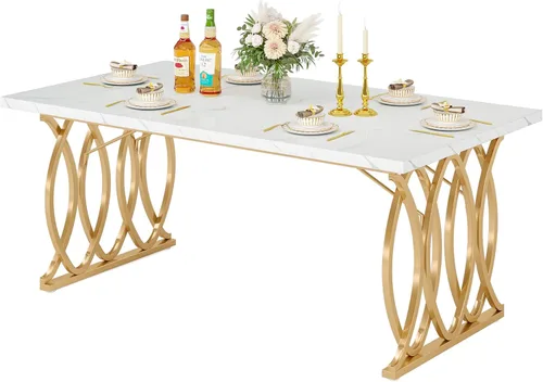 Miniatura 9 de Tribesigns Mesa de comedor moderna, mesa grande de cocina de 63" para 4-6 personas, mesa de cena rectangular única para cocina y muebles de comedor