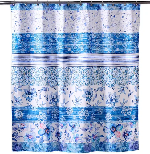 Miniatura 10 de Maison d' Hermine Cortina de ducha 100% algodón, un panel, 70 x 72 pulgadas, cortinas de ducha de tela lavable para baño, fácil de colgar con 12