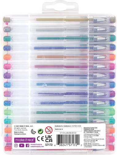 Miniatura 2 de Three Cheers for Girls by Make It Real - Juego de 30 bolígrafos de gel de colores con metal, pastel, neón, arcoíris y purpurina, bonitos bolígrafos
