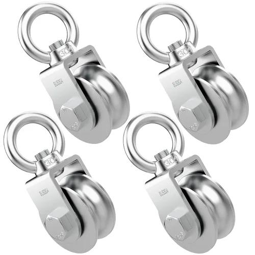 Miniatura 9 de Bloque de polea giratoria tipo U, poleas de acero inoxidable 304 para elevación de cable de cuerda de alambre, parte de equipo de gimnasio DIY