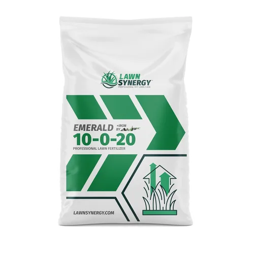 10-0-20 Fertilizante esmeralda para césped de 18 libras, nitrógeno, hierro y micronutrientes de liberación lenta, césped verde oscuro para festuca