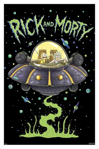 Miniatura 12 de Trends International Rick And Morty - Póster de pared de barco, 14.725 x 22.375 pulgadas, versión enmarcada de madera de granero