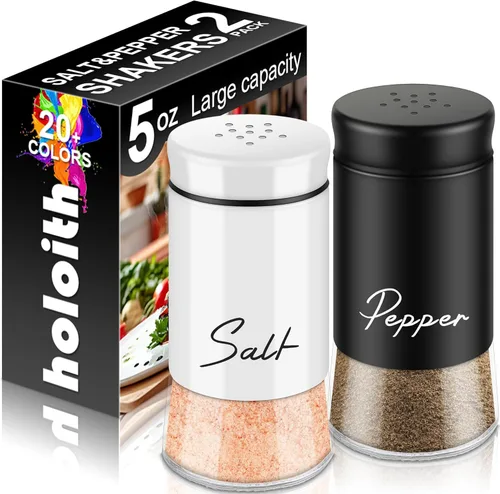 Miniatura 10 de Juego de salero y pimentero, salero y pimentero de vidrio de 148 ml con tapa de acero inoxidable, decoraciones del 4 de julio para cocina y hogar