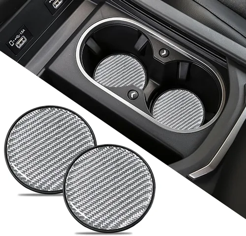 Miniatura 9 de 2 PCS Posavasos para Portavasos de Automóvil, Posavasos Integrados Antideslizantes de Fibra de Carbono, Inserto Universal de Portavasos de 2.75