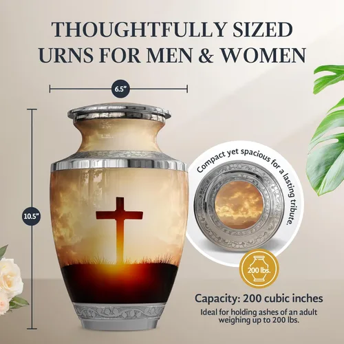 Miniatura 4 de Urna cruzada trascendente para cenizas para mujeres/hombres, urnas de cremación para cenizas humanas, mujeres adultas/hombres, capacidad de 200
