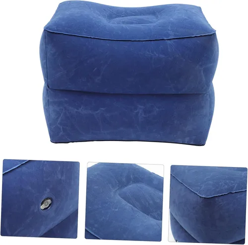 Miniatura 5 de Almohada de pierna de altura ajustable para niños y niñas, almohada de viaje, cama de avión con memoria, 1 juego Azul