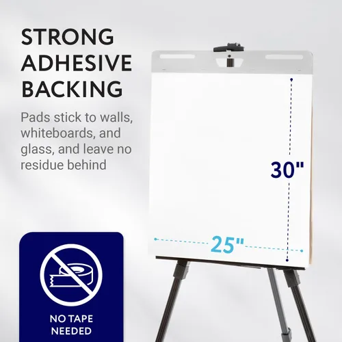 Miniatura 3 de IMPRESA Teacher Supplies - Almohadillas adhesivas para caballete, 25 x 30 pulgadas, color blanco, portátil, paquete de 5 (150 hojas), adhesivo