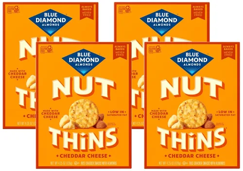 Blue Diamond Almond Nut Thins, Queso Cheddar, 4.25 Oz (Paquete de 4)
