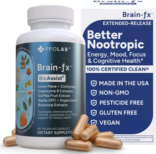 Brain-fx Vitaminas de liberación prolongada para la salud cerebral, suplemento para la memoria y la concentración con nootrópicos, factor BDNF,