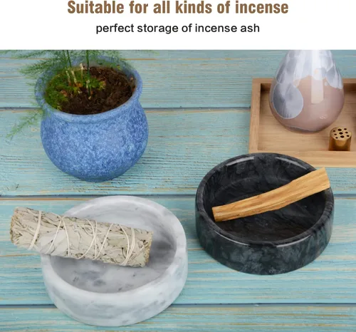 Miniatura 6 de Soporte de incienso, soporte de incienso de mármol natural para palos, quemador de incienso hecho a mano con 9 agujeros de incienso, adecuado